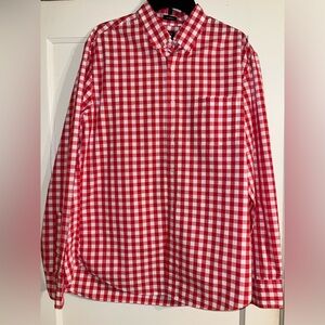 J. Crew Factory Red and White Checkered Casual Button Down Shirt